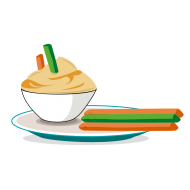 2 TYPES HUMMUS WITH VEGETABLE CANES